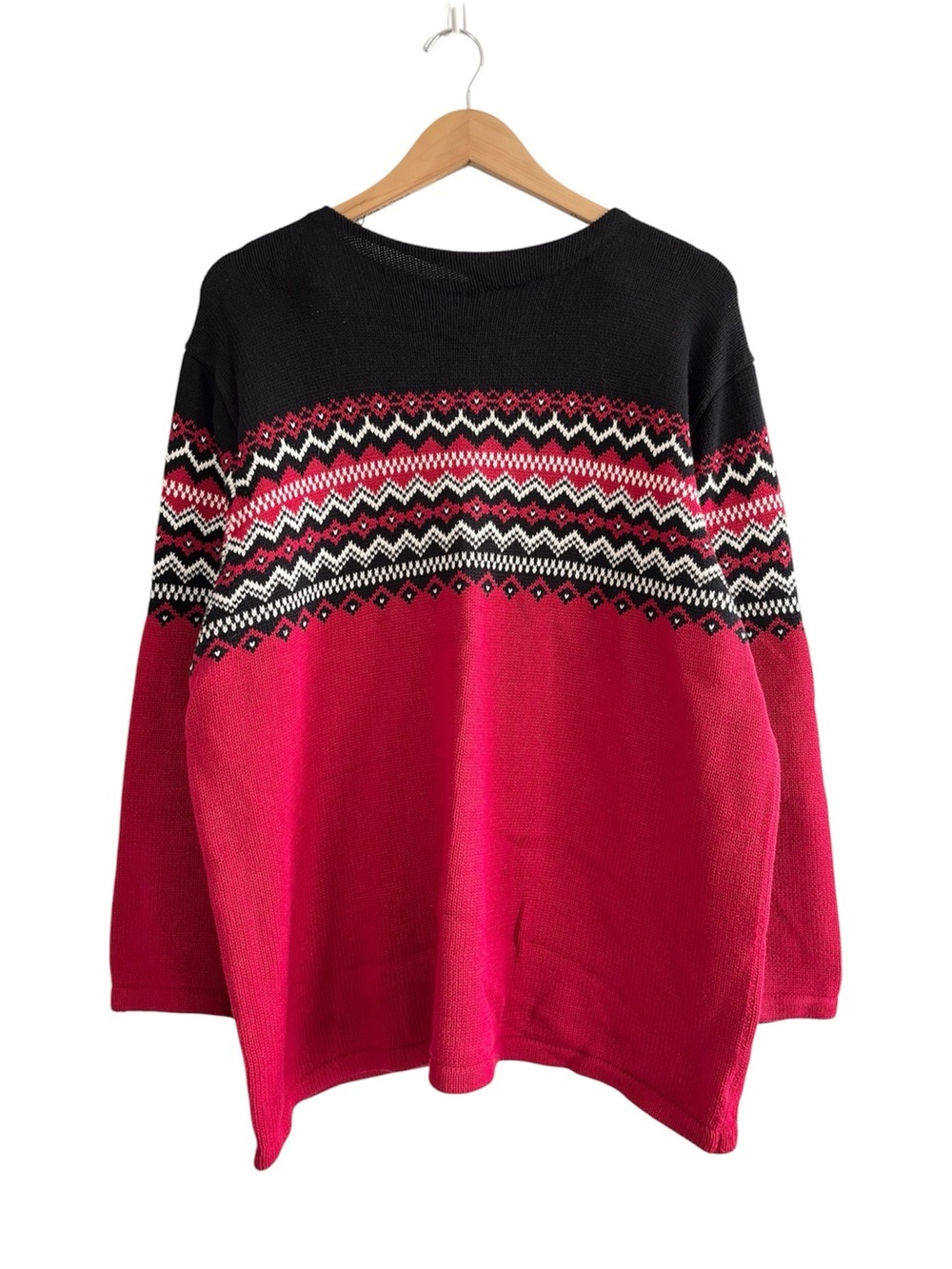 Vintage Eddie Bauer Cotton Alpine Fair Isle Pullover Scoop Neck Sweater